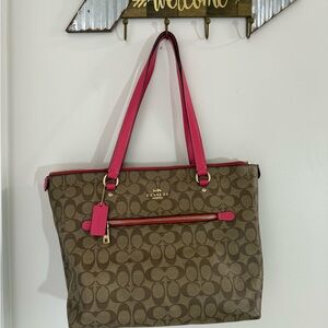 Coach Brown and Pink Signature Tote